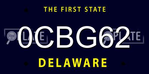 0CBG62 Delaware License Plate
