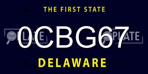 0CBG67 Delaware License Plate