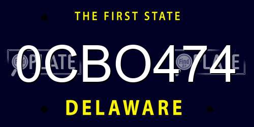 0CBO474 Delaware License Plate