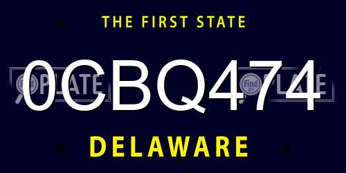 0CBQ474 Delaware License Plate