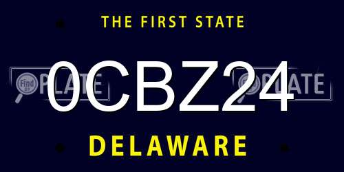 0CBZ24 Delaware License Plate