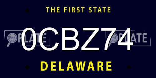 0CBZ74 Delaware License Plate