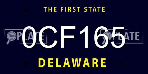 0CF165 Delaware License Plate
