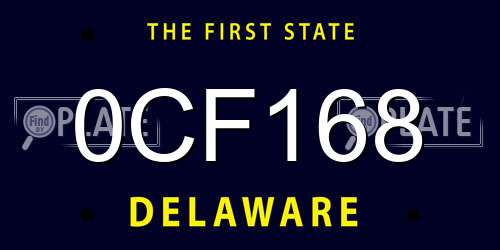 0CF168 Delaware License Plate