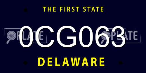 0CG063 Delaware License Plate