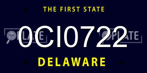 0CI0722 Delaware License Plate