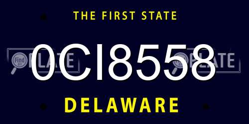 0CI8558 Delaware License Plate