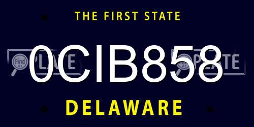 0CIB858 Delaware License Plate