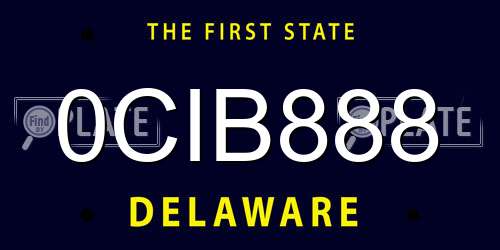 0CIB888 Delaware License Plate