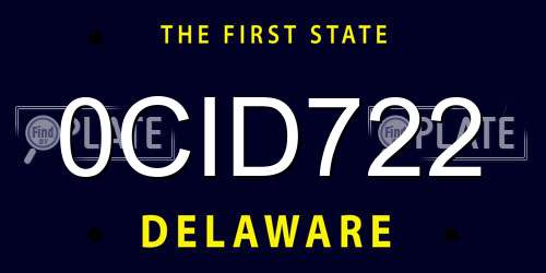 0CID722 Delaware License Plate