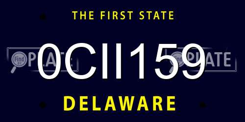 0CII159 Delaware License Plate
