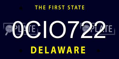 0CIO722 Delaware License Plate