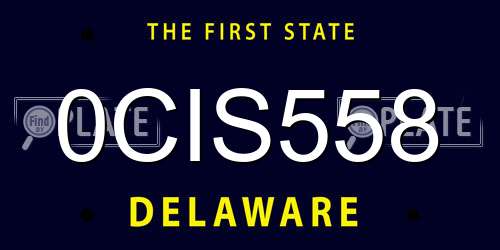 0CIS558 Delaware License Plate