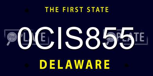 0CIS855 Delaware License Plate