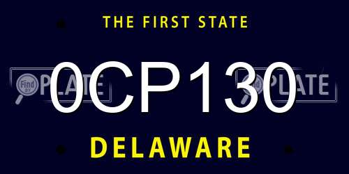 0CP130 Delaware License Plate