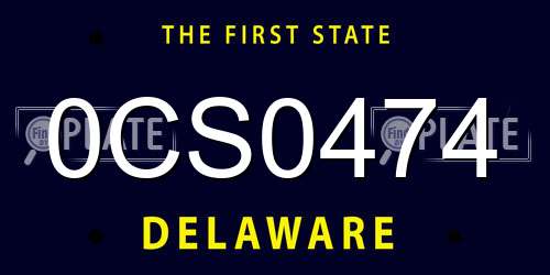 0CS0474 Delaware License Plate