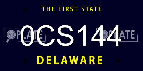 0CS144 Delaware License Plate