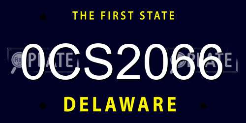 0CS2066 Delaware License Plate