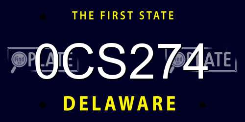 0CS274 Delaware License Plate