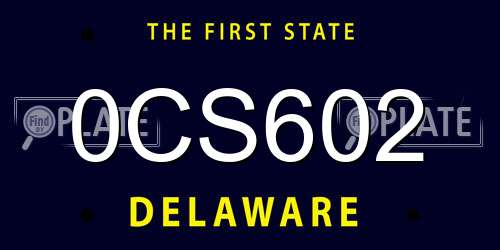 0CS602 Delaware License Plate