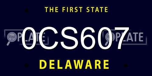 0CS607 Delaware License Plate