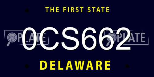 0CS662 Delaware License Plate