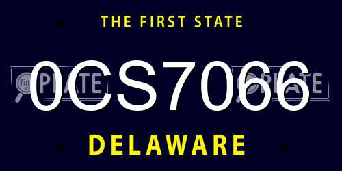 0CS7066 Delaware License Plate