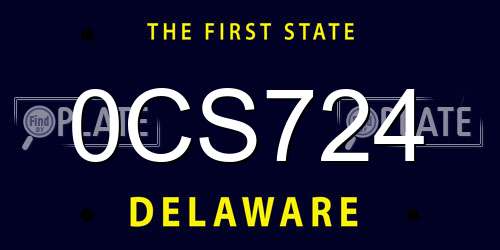 0CS724 Delaware License Plate