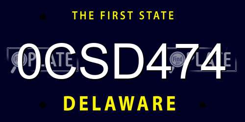 0CSD474 Delaware License Plate