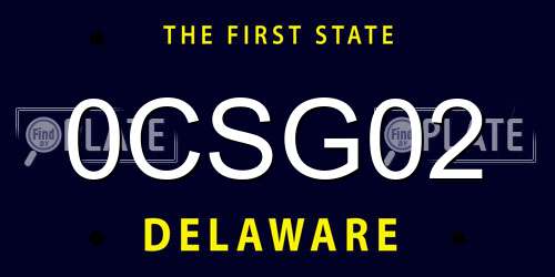 0CSG02 Delaware License Plate