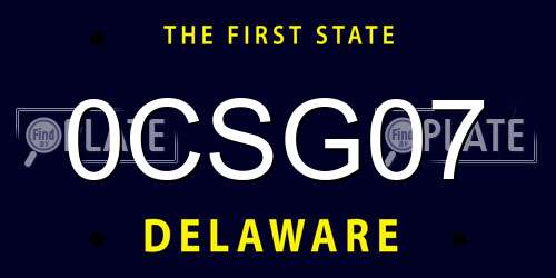 0CSG07 Delaware License Plate