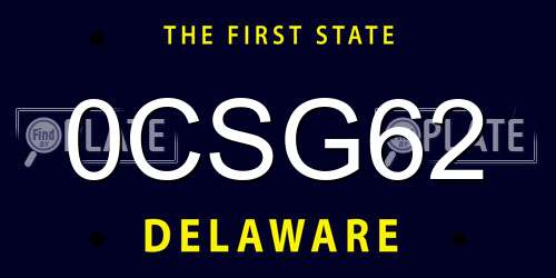 0CSG62 Delaware License Plate