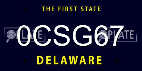 0CSG67 Delaware License Plate