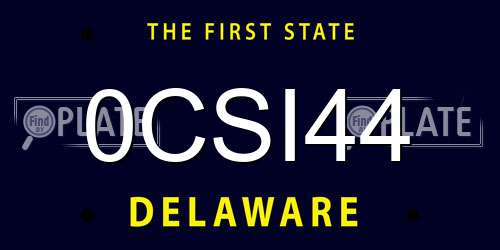 0CSI44 Delaware License Plate