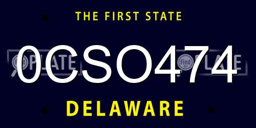 0CSO474 Delaware License Plate