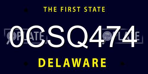 0CSQ474 Delaware License Plate