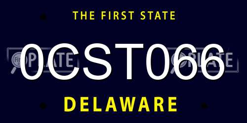 0CST066 Delaware License Plate