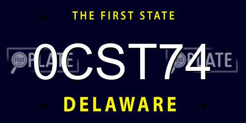 0CST74 Delaware License Plate