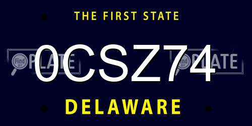 0CSZ74 Delaware License Plate