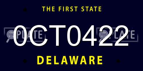 0CT0422 Delaware License Plate