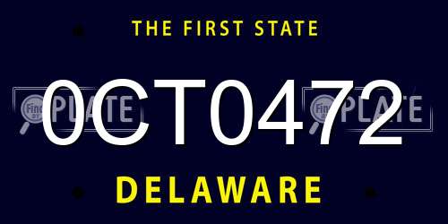 0CT0472 Delaware License Plate