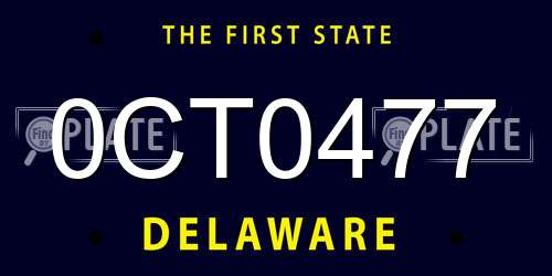 0CT0477 Delaware License Plate