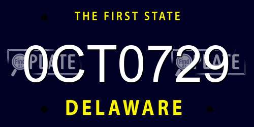 0CT0729 Delaware License Plate