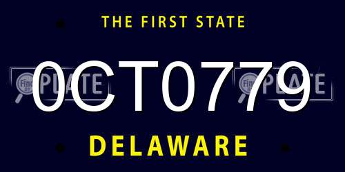 0CT0779 Delaware License Plate