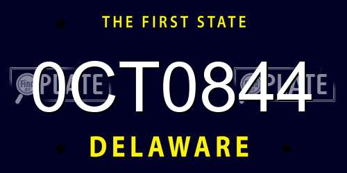 0CT0844 Delaware License Plate