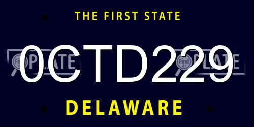 0CTD229 Delaware License Plate