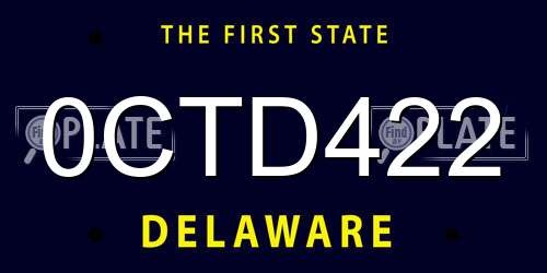 0CTD422 Delaware License Plate