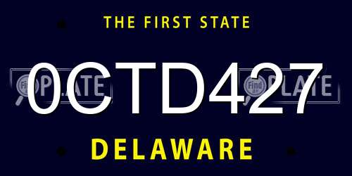 0CTD427 Delaware License Plate