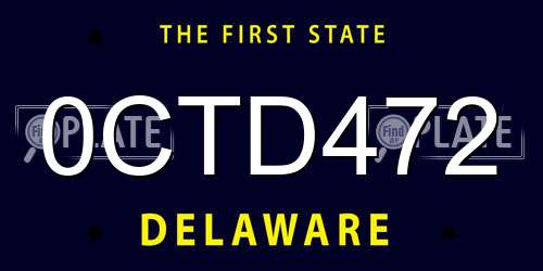 0CTD472 Delaware License Plate