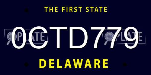 0CTD779 Delaware License Plate